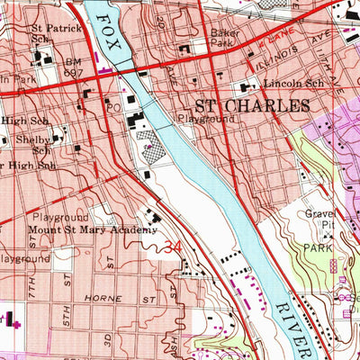 United States Geological Survey Geneva, IL (1964, 24000-Scale) digital map