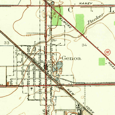 United States Geological Survey Genoa, OH (1938, 31680-Scale) digital map