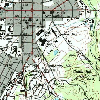 United States Geological Survey Gettysburg, PA (1990, 24000-Scale) digital map