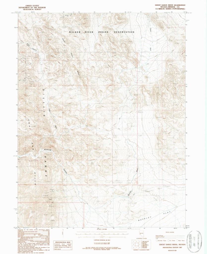 Ghost Dance Ridge, NV (1987, 24000-Scale) Map by United States ...