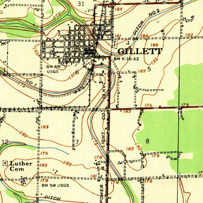 United States Geological Survey Gillett, AR (1935, 62500-Scale) digital map