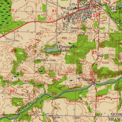 United States Geological Survey Gillett, WI (1956, 62500-Scale) digital map
