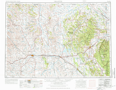 United States Geological Survey Gillette, WY-SD-MT (1955, 250000-Scale) digital map