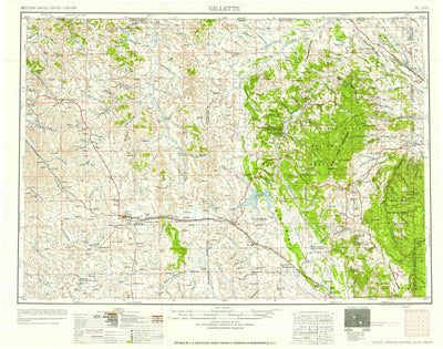 United States Geological Survey Gillette, WY-SD-MT (1958, 250000-Scale) digital map