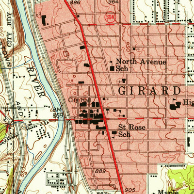 United States Geological Survey Girard, OH (1954, 24000-Scale) digital map