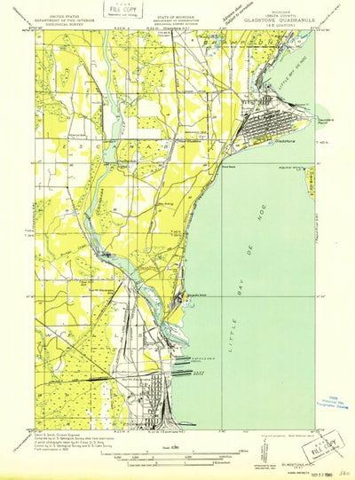 United States Geological Survey Gladstone, MI (1932, 31680-Scale) digital map