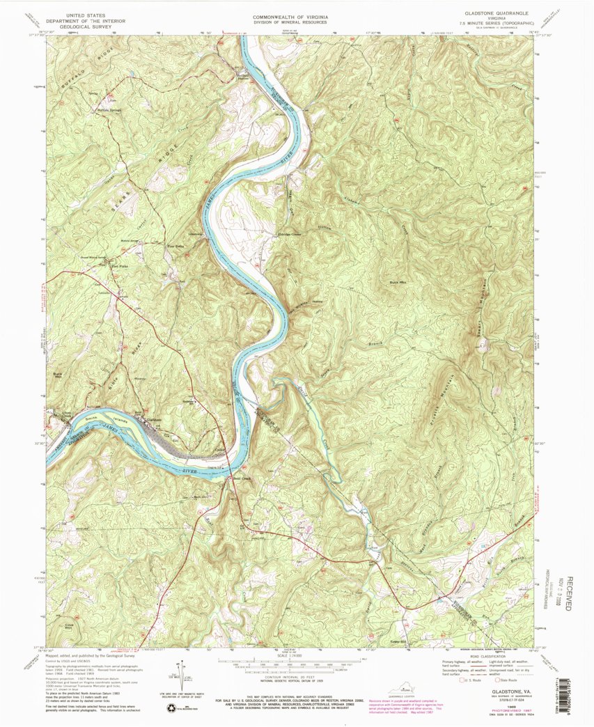 Gladstone, VA (1969, 24000-Scale) Map by United States Geological ...