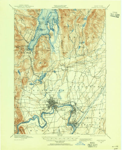 United States Geological Survey Glen Falls, NY (1895, 62500-Scale) digital map