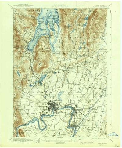 United States Geological Survey Glen Falls, NY (1938, 62500-Scale) digital map