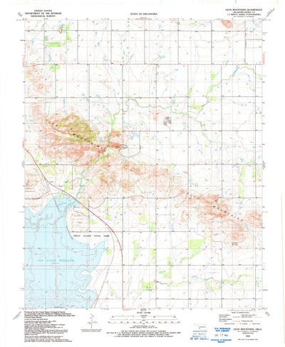 United States Geological Survey Glen Mountains, OK (1991, 24000-Scale) digital map