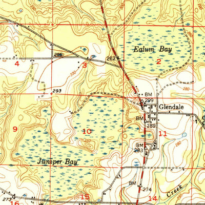 United States Geological Survey Glendale, FL-AL (1951, 62500-Scale) digital map