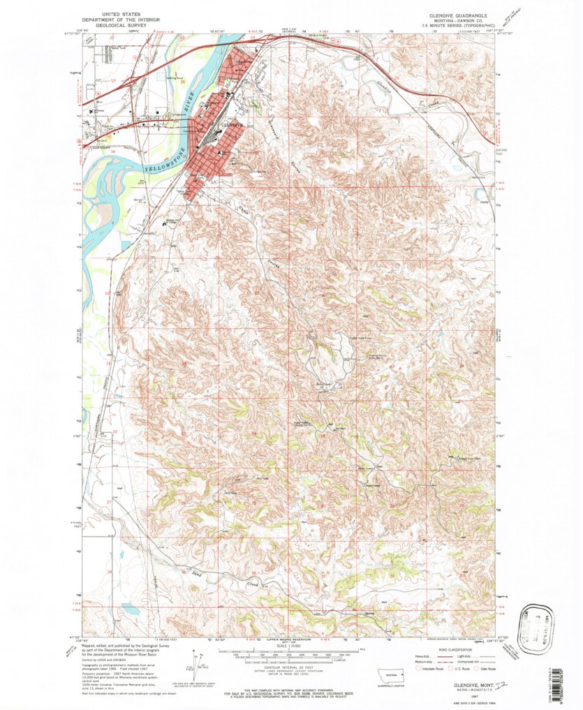 Glendive, MT (1967, 24000Scale) Map by United States Geological Survey Avenza Maps