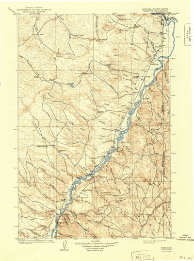 United States Geological Survey Glendive, MT-ND (1909, 250000-Scale) digital map