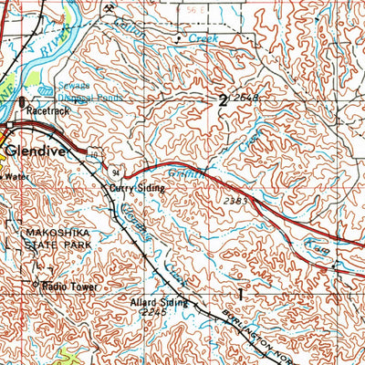 United States Geological Survey Glendive, MT-ND (1954, 250000-Scale) digital map