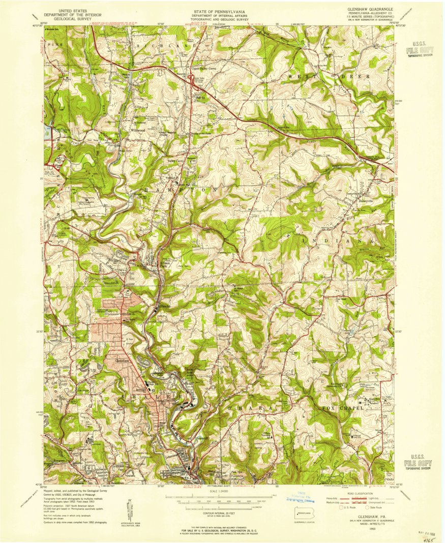 Glenshaw, PA (1953, 24000-Scale) Map by United States Geological Survey ...