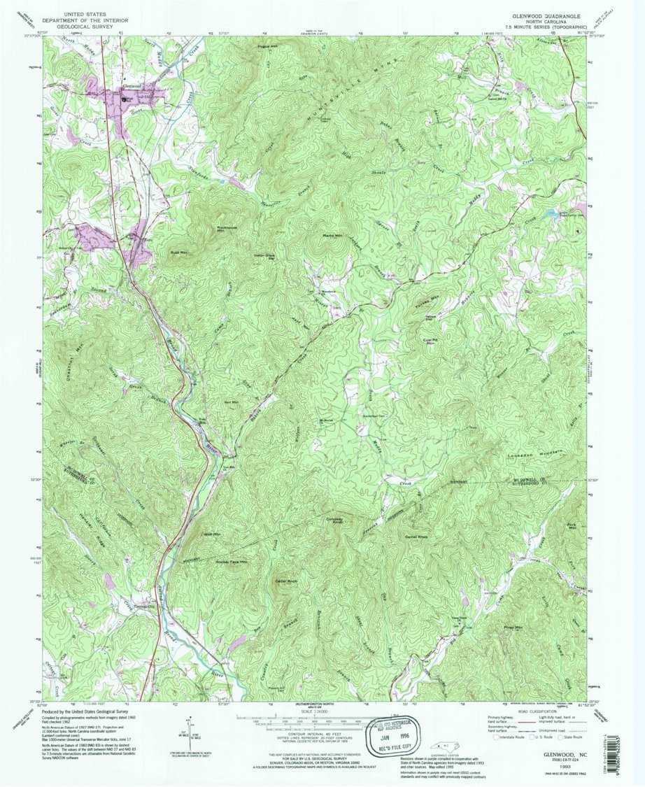 Glenwood, NC (1993, 24000-Scale) Map by United States Geological Survey ...