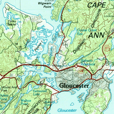 United States Geological Survey Gloucester, MA-NH-ME (1984, 100000-Scale) digital map
