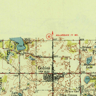 United States Geological Survey Gobles, MI (1946, 62500-Scale) digital map