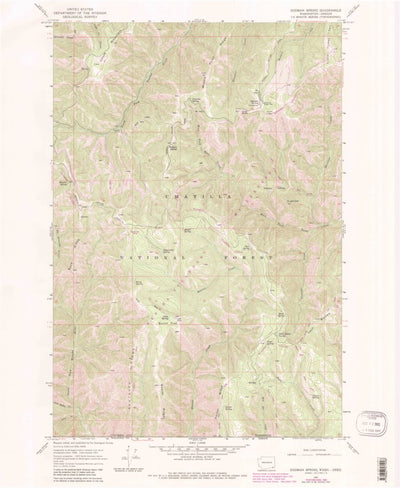 United States Geological Survey Godman Spring, WA-OR (1967, 24000-Scale) digital map