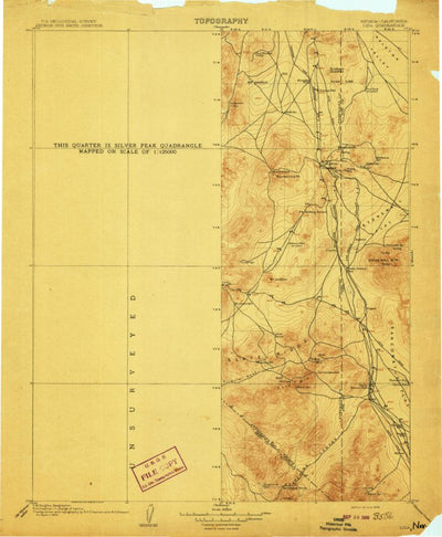 United States Geological Survey Goldfield W, NV-CA (1908, 250000-Scale) digital map