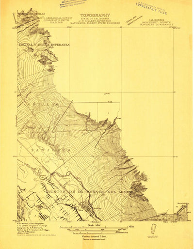 United States Geological Survey Gonzales, CA (1910, 31680-Scale) digital map
