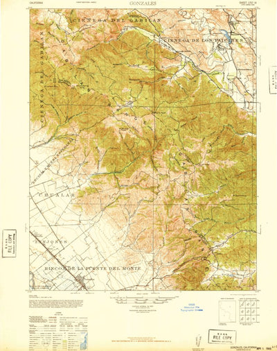 United States Geological Survey Gonzales, CA (1940, 62500-Scale) digital map