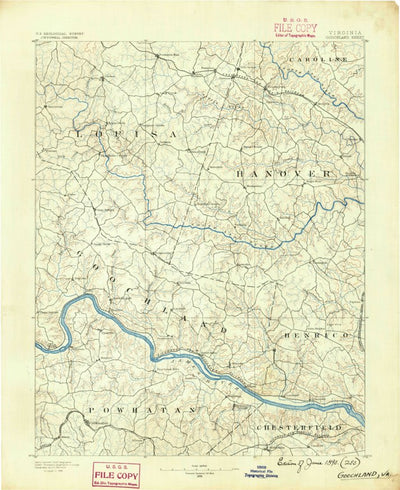 United States Geological Survey Goochland, VA (1890, 125000-Scale) digital map