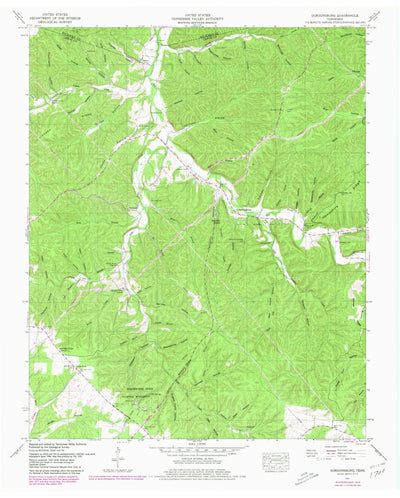United States Geological Survey Gordonsburg, TN (1951, 24000-Scale) digital map