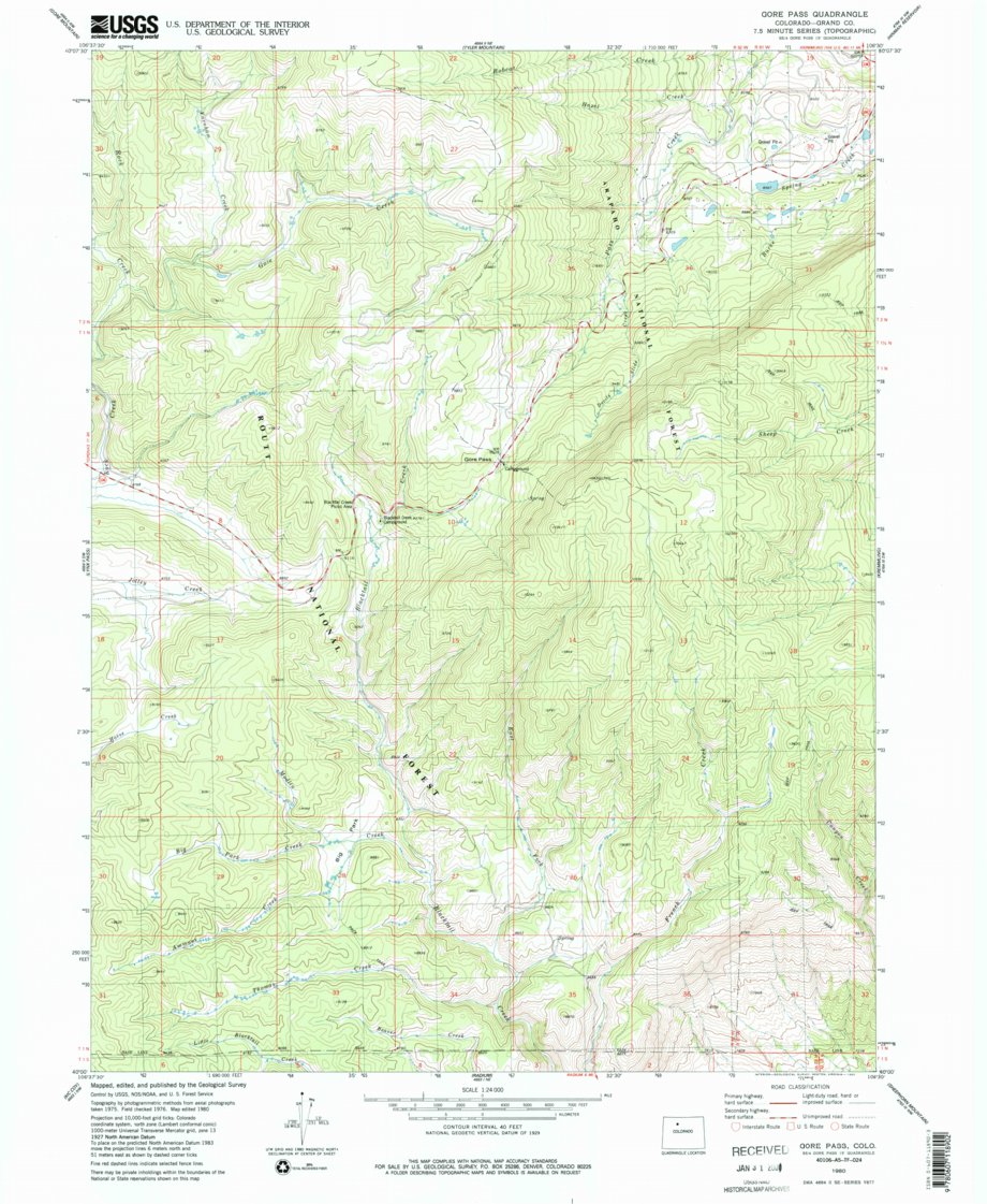Gore Pass, CO (1980, 24000-Scale) Map by United States Geological ...