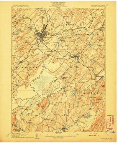 United States Geological Survey Goshen, NY-NJ (1908, 62500-Scale) digital map