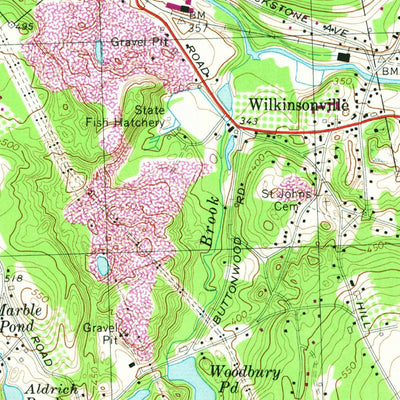 United States Geological Survey Grafton, MA (1969, 25000-Scale) digital map