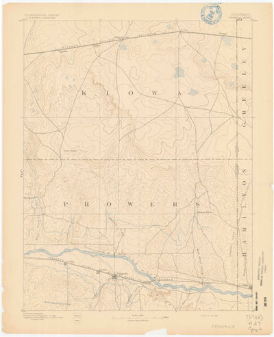 United States Geological Survey Granada, CO-KS (1892, 125000-Scale) digital map