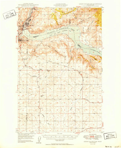 United States Geological Survey Grand Coulee Dam, WA (1950, 62500-Scale) digital map