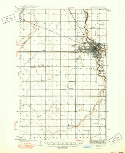 United States Geological Survey Grand Forks, ND-MN (1938, 62500-Scale) digital map