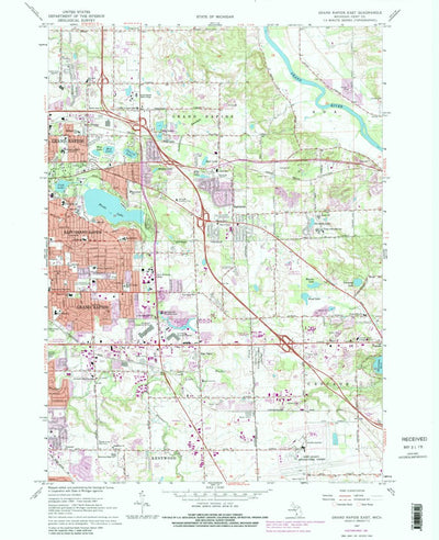 United States Geological Survey Grand Rapids East, MI (1967, 24000-Scale) digital map