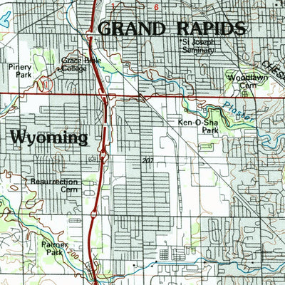 United States Geological Survey Grand Rapids, MI (1984, 100000-Scale) digital map