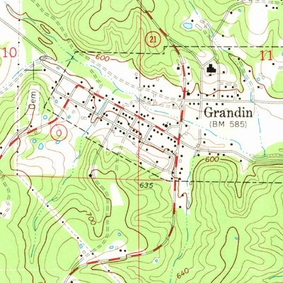 United States Geological Survey Grandin, MO (1968, 24000-Scale) digital map