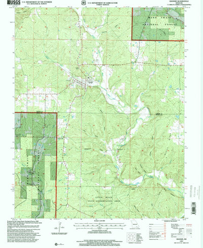 United States Geological Survey Grandin, MO (1997, 24000-Scale) digital map