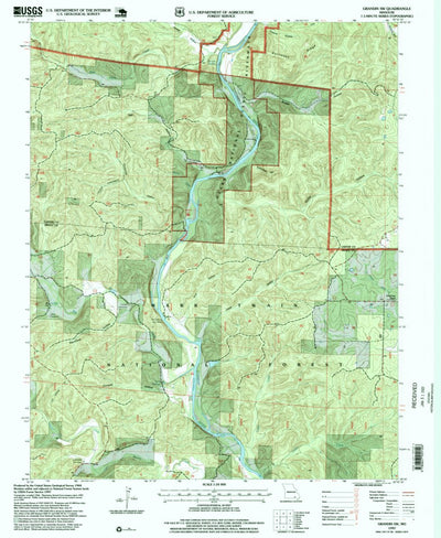 United States Geological Survey Grandin SW, MO (1997, 24000-Scale) digital map