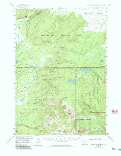 United States Geological Survey Grassy Lake Reservoir, WY (1956, 62500-Scale) digital map