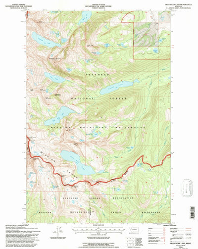 United States Geological Survey Gray Wolf Lake, MT (1994, 24000-Scale) digital map