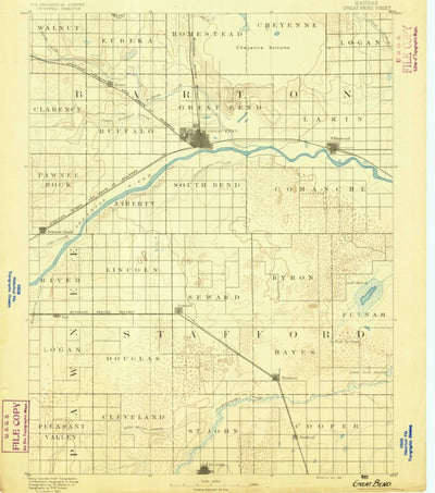 United States Geological Survey Great Bend, KS (1891, 125000-Scale) digital map