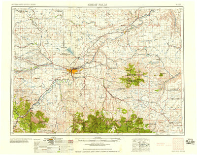 United States Geological Survey Great Falls, MT (1954, 250000-Scale) digital map