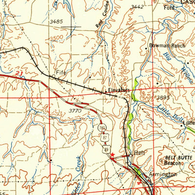 United States Geological Survey Great Falls, MT (1954, 250000-Scale) digital map