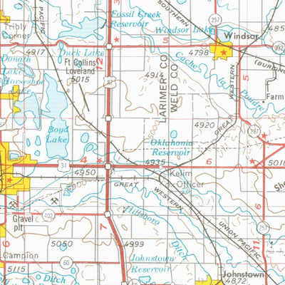 United States Geological Survey Greeley, CO-WY (1954, 250000-Scale) digital map