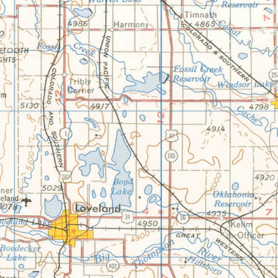 United States Geological Survey Greeley, CO-WY (1965, 250000-Scale) digital map