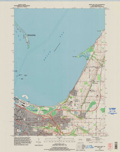 United States Geological Survey Green Bay East, WI (1992, 24000-Scale) digital map