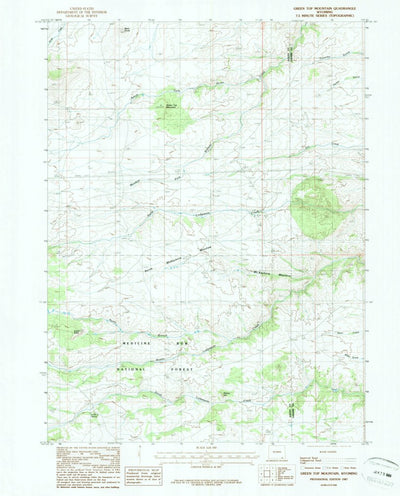 United States Geological Survey Green Top Mountain, WY (1987, 24000-Scale) digital map