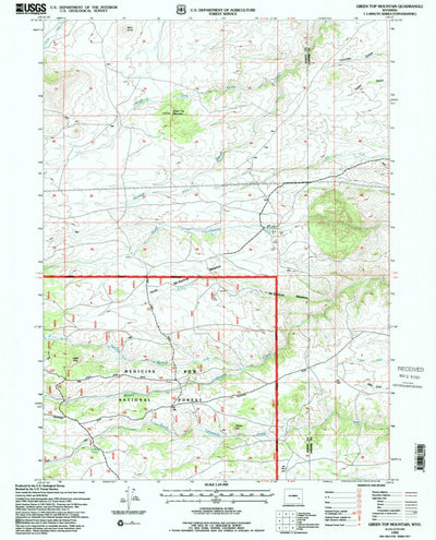 United States Geological Survey Green Top Mountain, WY (1992, 24000-Scale) digital map