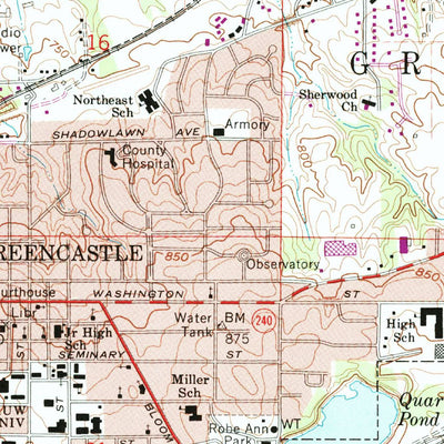 United States Geological Survey Greencastle, IN (1970, 24000-Scale) digital map